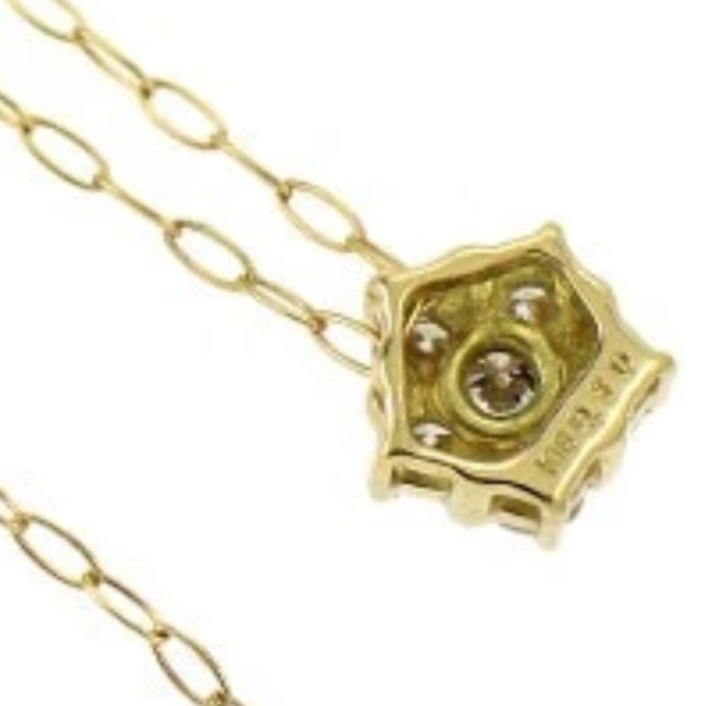 SALE! 18k Yellow Gold 6 Piece Diamond Cluster Necklace W Box - Picture 5 of 14